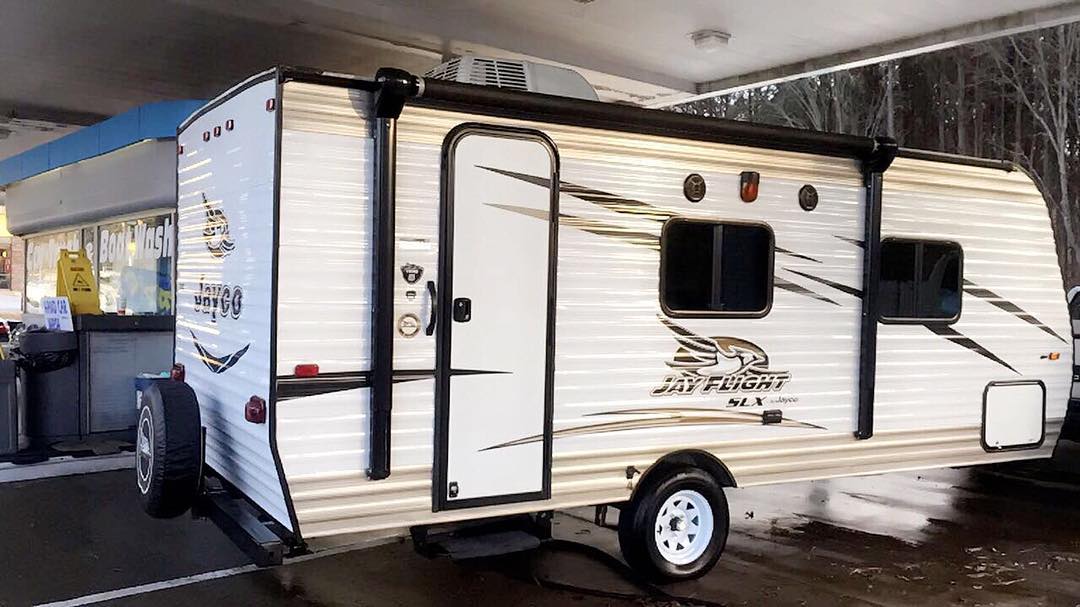 RV trailer exterior wash